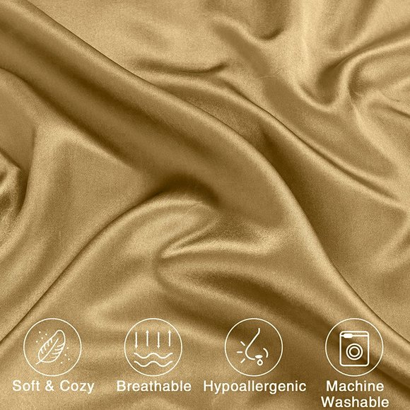 Oussum Silky Satin Cream Pillow Case for Home Decor Pillowcase Set of 2 - Picture 5 of 11